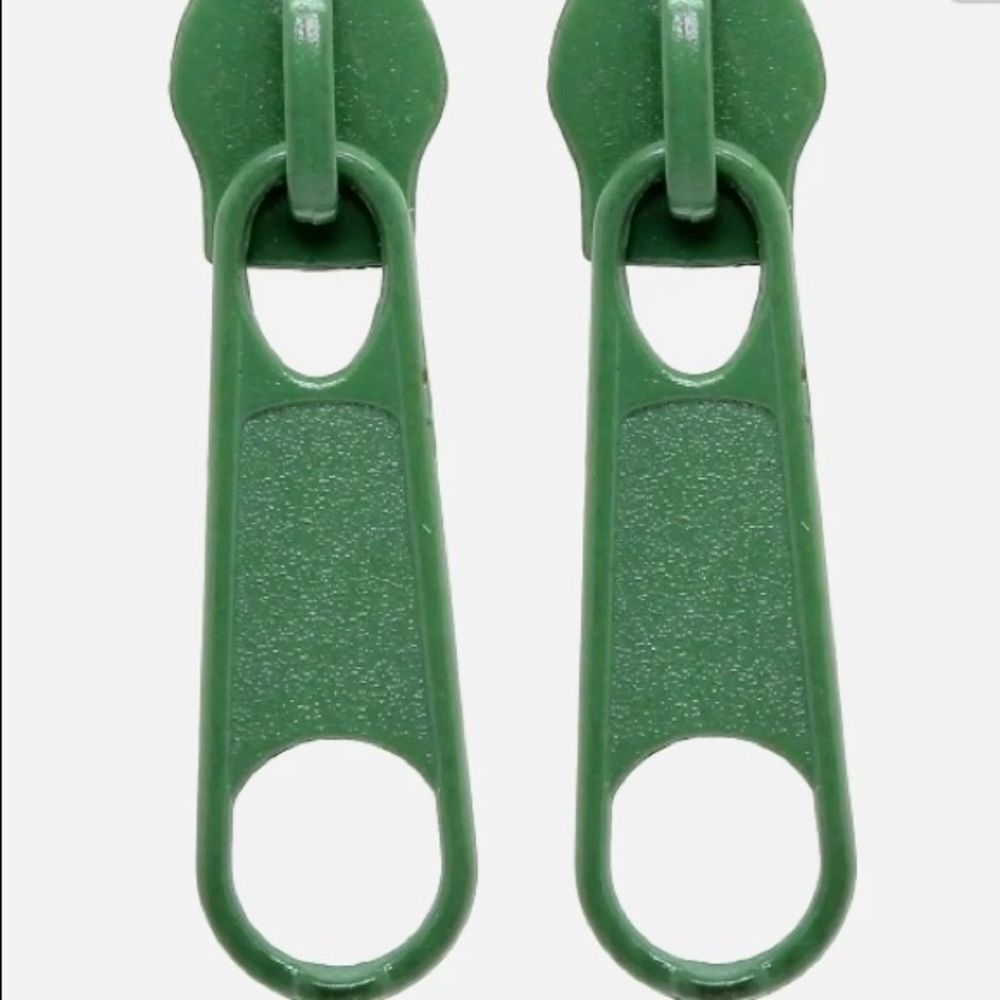 Green zipper post earrings